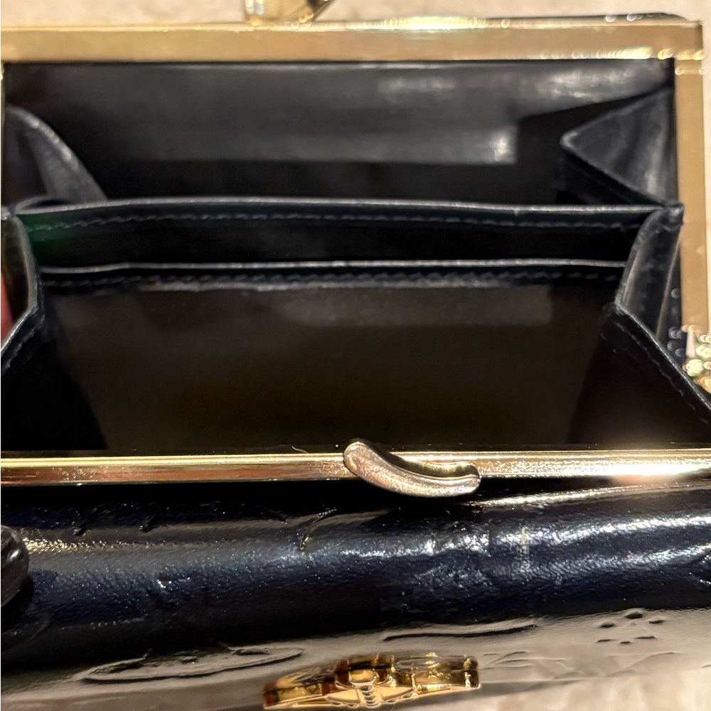 RARE Vivienne Westwood Dark Blue/Navy Genuine Patent Leather Trifold Wallet - Picture 6 of 10